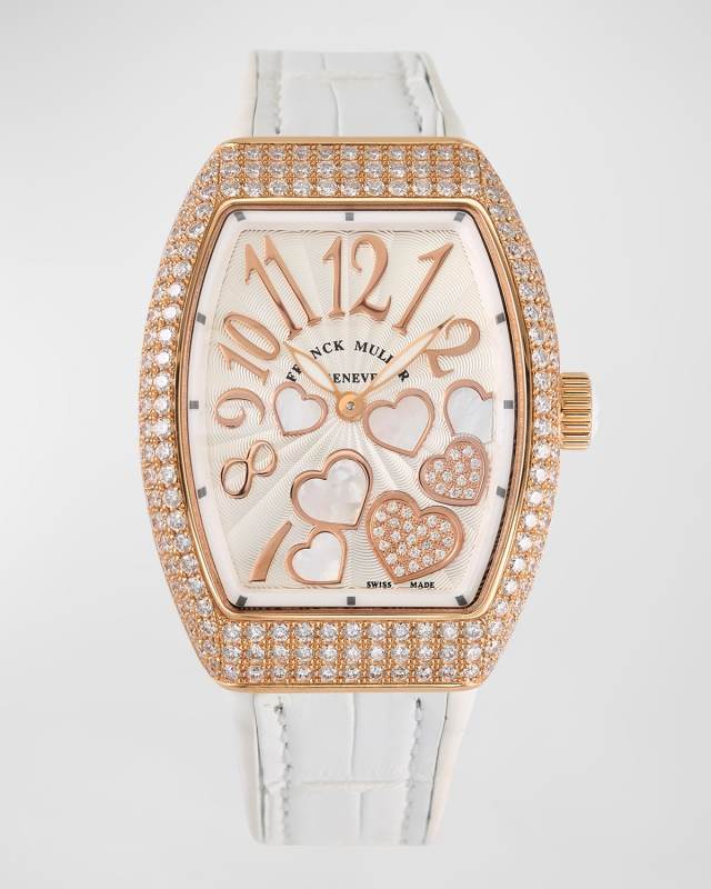 32mm Vanguard Heart Watch with Diamonds, White